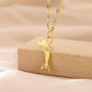 Collier Dauphin Pendentif Doré