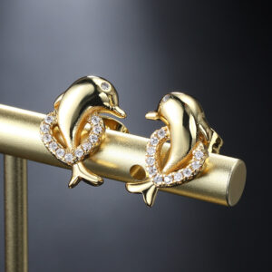 Boucles Dauphin Puces Cœur Zircon
