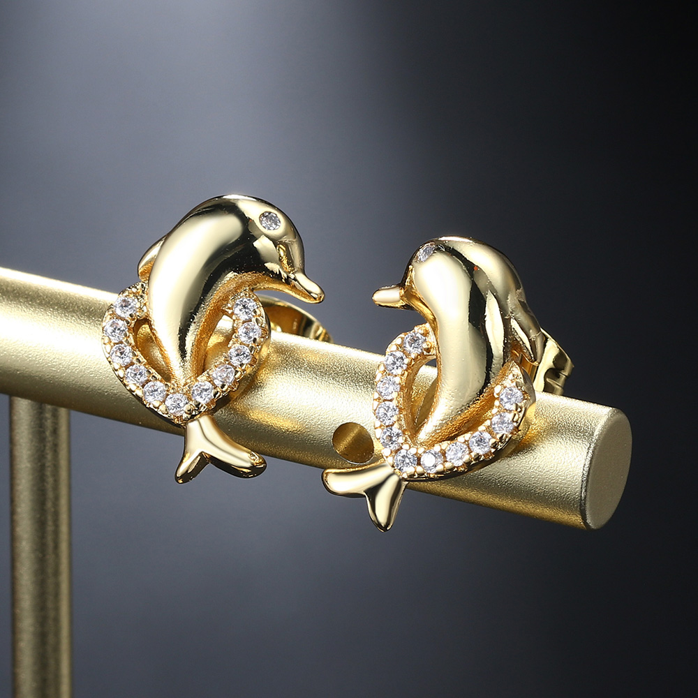 Boucles Dauphin Puces Cœur Zircon