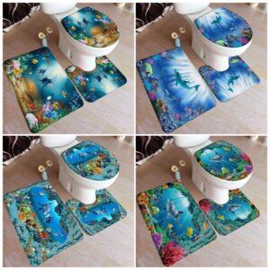 Tapis Toilettes Dauphins 3 Pièces