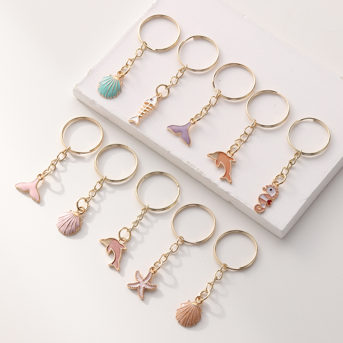 Porte-clés Dauphin Lot de 10 Motifs Marins