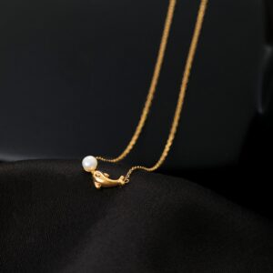Collier dauphin miniature et perle