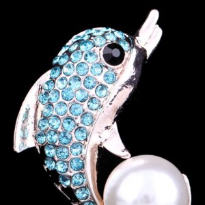 Broche dauphin perles et strass