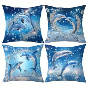 Lot de 4 Housses de Coussin Dauphin 45 × 45 cm