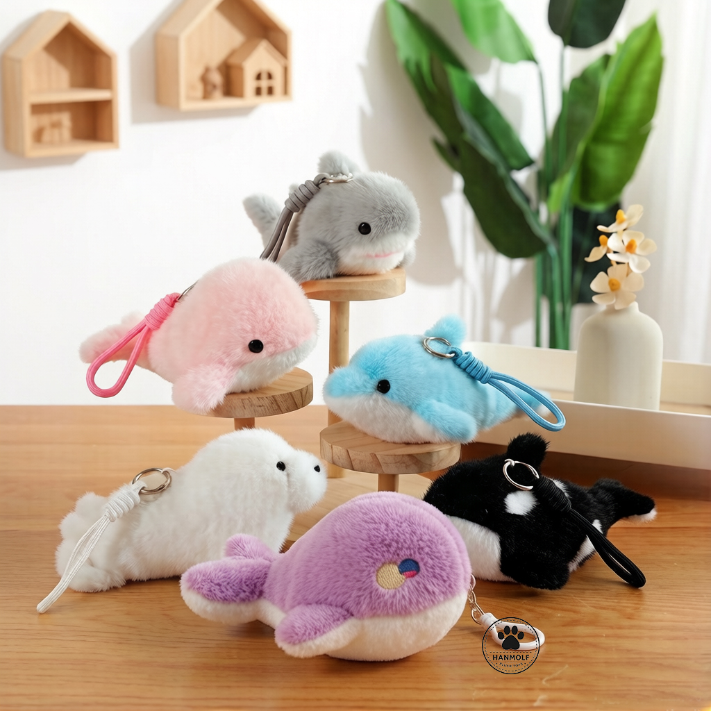 Porte-clés Peluche Dauphin Bleu 18 cm