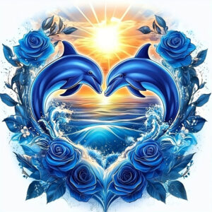 Kit Peinture Diamant Dauphins Amour 50 × 50 cm