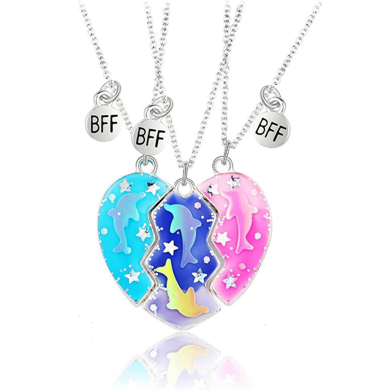 Collier Dauphin Cœur BFF Trio