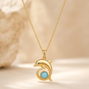 Collier dauphin bleu finition lumineuse