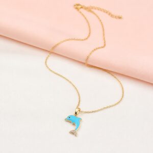 Collier Dauphin bleu effet œil-de-chat