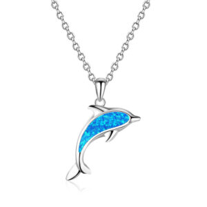 Collier Dauphin Opale Bleue