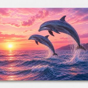 Kit peinture diamant dauphins coucher rose