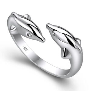 Bague dauphin courbe lumineuse