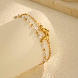 Bracelet Dauphin Perles Dorées