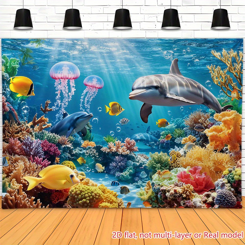 Tapisserie dauphins et récif coloré – Image 3