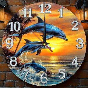 Horloge Murale Dauphins Coucher 20 cm