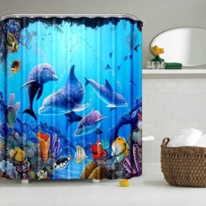 Rideau de Douche Dauphins Récif 180 × 180 cm