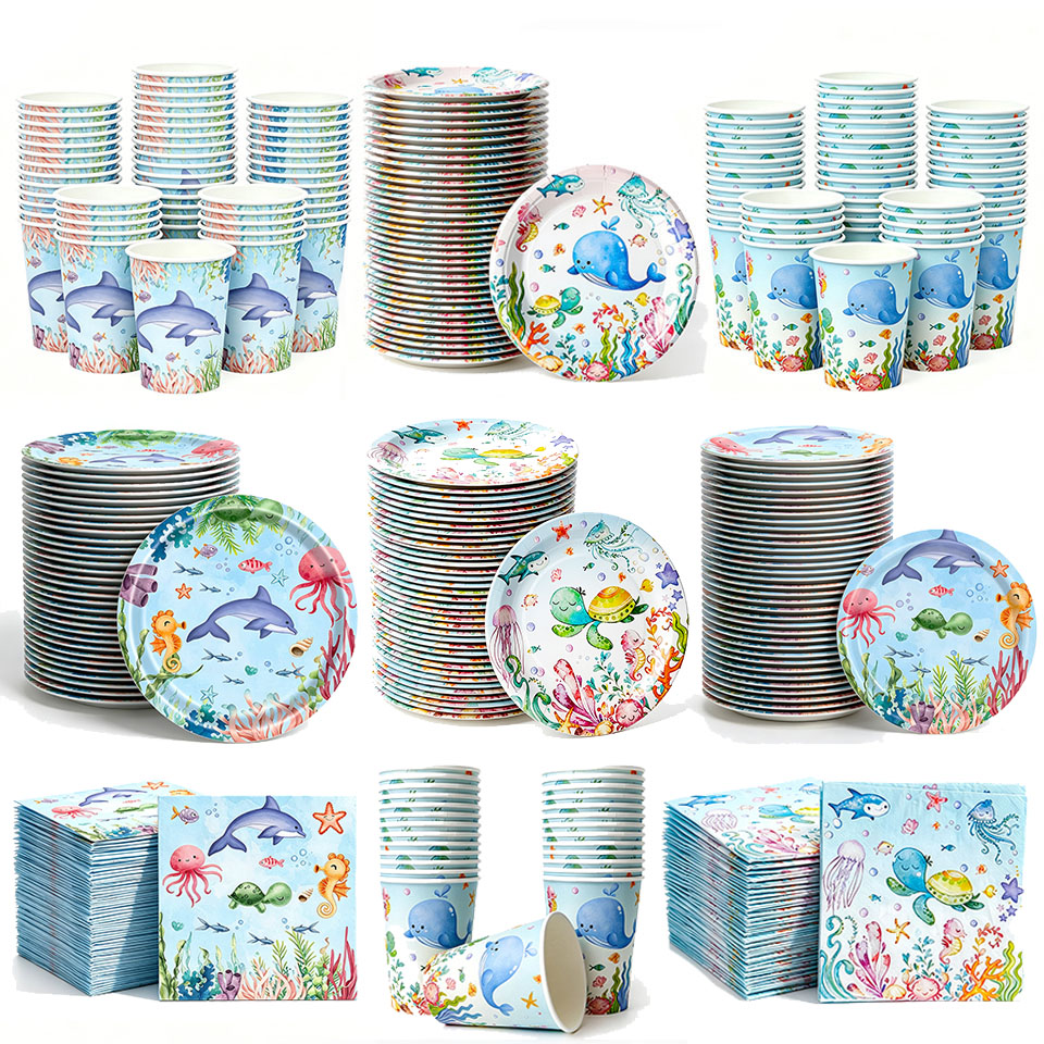 Vaisselle de fête dauphins océan