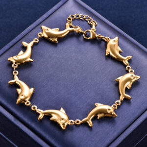 Bracelet dauphins dorés et maillons