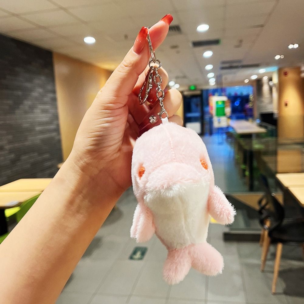 Porte-clés peluche dauphin rose