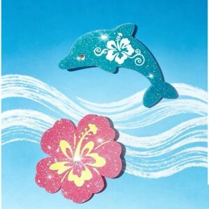 Barrettes dauphin bleu et hibiscus rose
